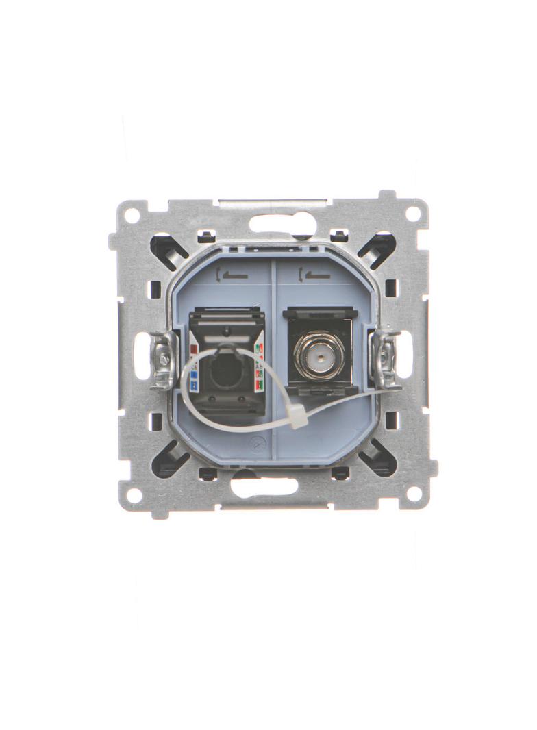 Simon 55 Gniazdo antenowe typu /F/+RJ45 kat.6 Czarny mat TASFRJ45.01/149 KONTAKT