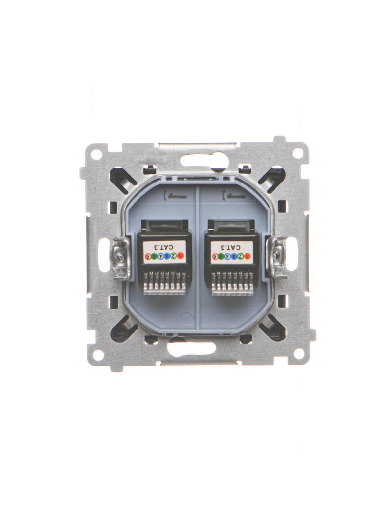 Simon 55 Gniazdo telefoniczne podwójne RJ12 Czarny mat