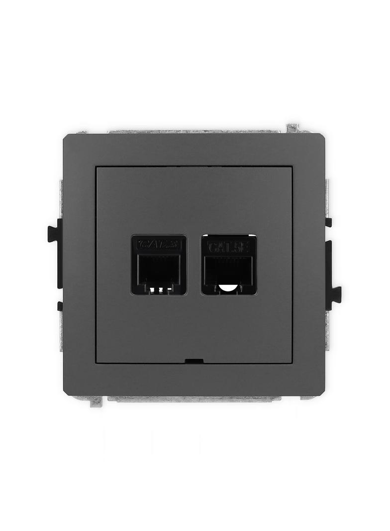 DECO Mechanizm gniazda telefonicznego pojedynczego 1xRJ11 + komputerowego pojedynczego 1xRJ45, kat.
