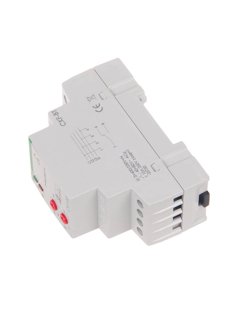 CZUJNIK KOLEJNOŚCI I ZANIKU FAZY, STYK: 1Z , I=10A,REGULOWANY CZAS ZADZIAŁANIA 0,5-15 SEK., 2 MODUŁY