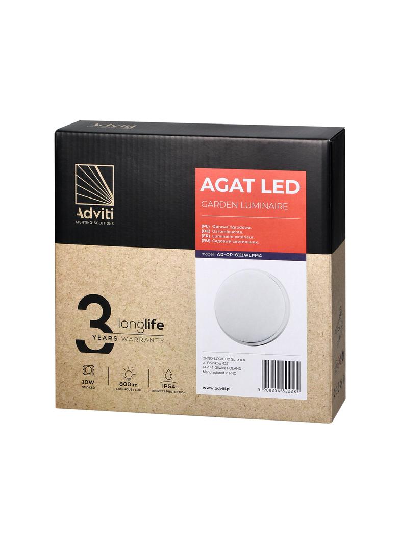 AGAT LED 10W, oprawa ogrodowa, 800lm, IP54, 4000K, biała AD-OP-6111WLPM4 ORNO