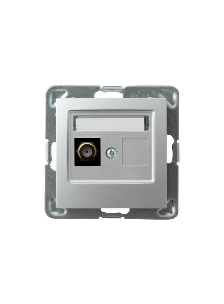 IMPRESJA Gniazdo antenowe typu F pojedyncze - kolor srebro