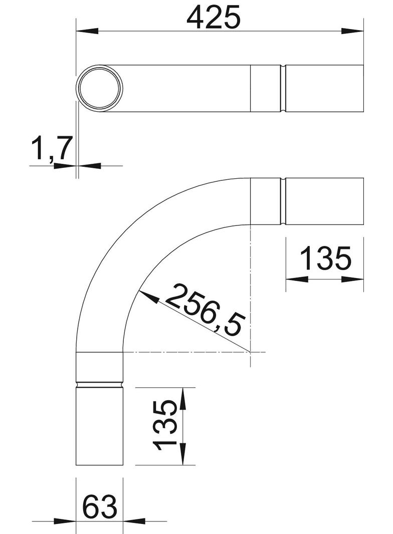 SB63 W ALU, Kolanko rurowe alu