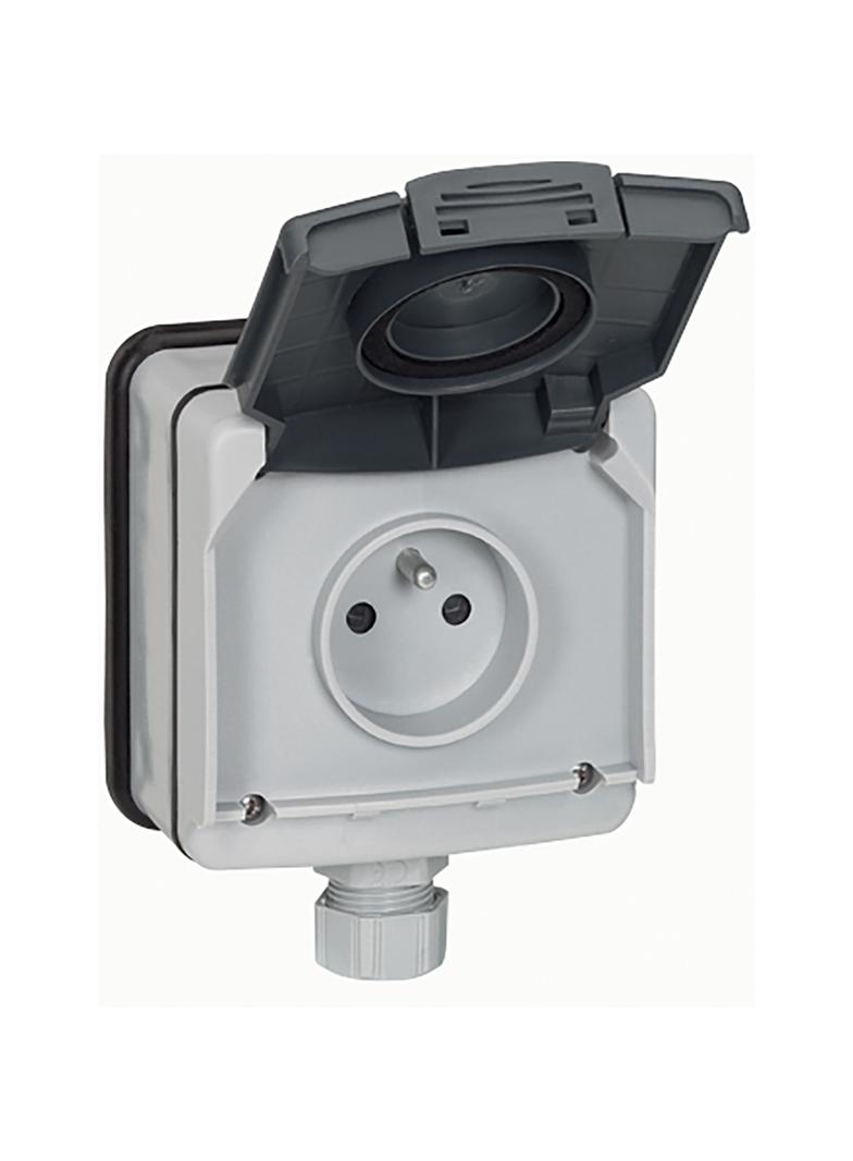 Plexo IP66 Gniazdo Pojedyncze Z Klapką 16A 250 V Komplet Natynkowy 090466 LEGRAND