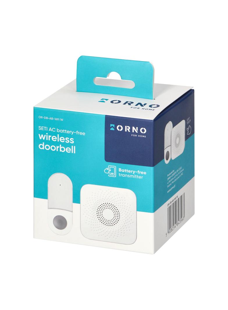 SETI AC, dzwonek bezprzewodowy, sieciowy, przycisk bezbateryjny, learning system, 32 dźwięki, 150m,