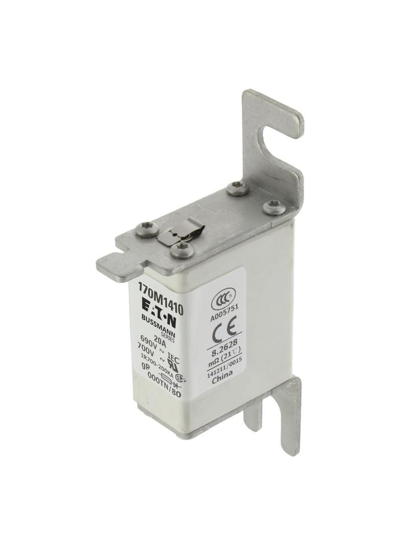 20A 690V gR 000TN/80 TYPE T IND. FUSE Wkładka szybka 20A AC 690V DIN 000 21x40x100 mm gR, 170M1410 E