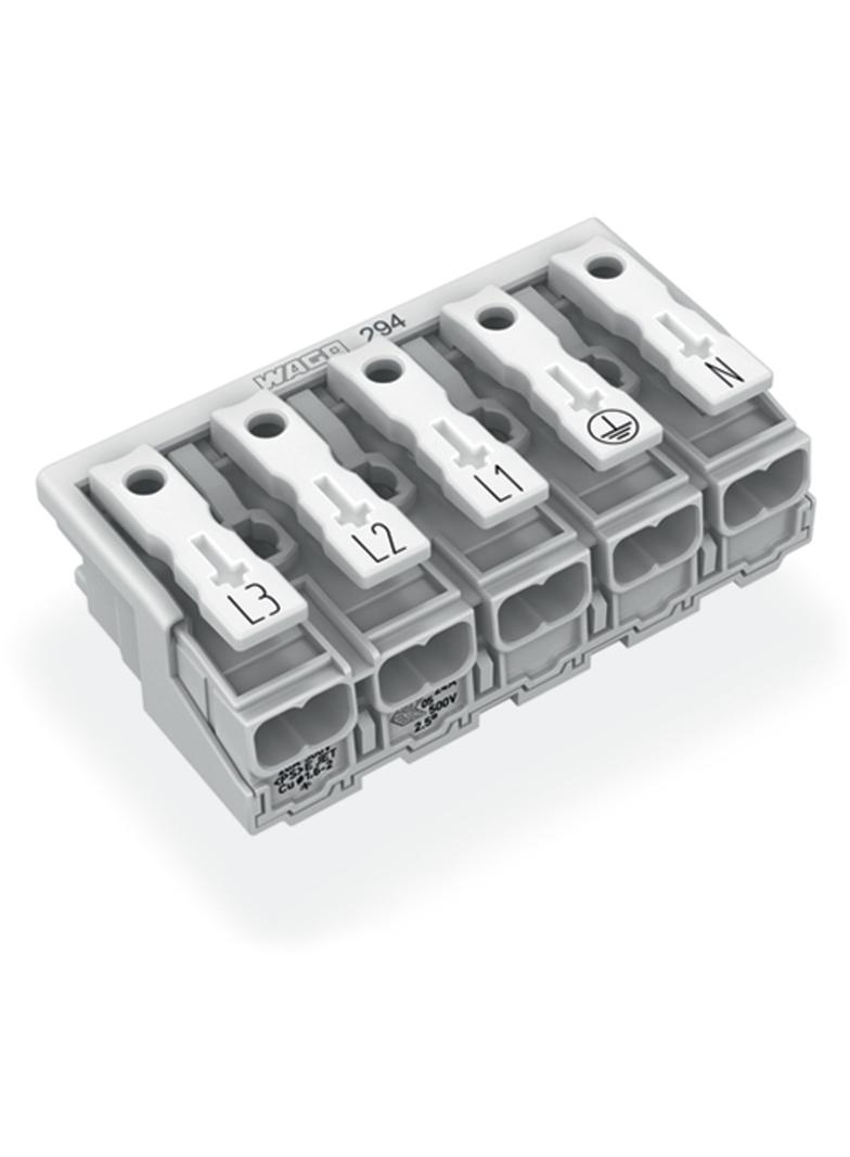 złączka zasilająca 5-biegunowa ze stopkami bez styku PE