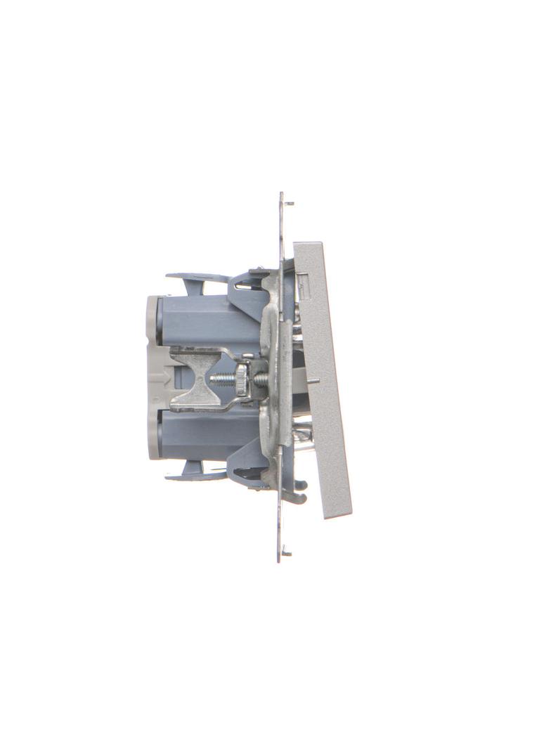 Simon 55 Przycisk zwierny pojedynczy zwierny z podświetleniem LED szybkozłączka Aluminium mat TP1L.01/143 KONTAKT