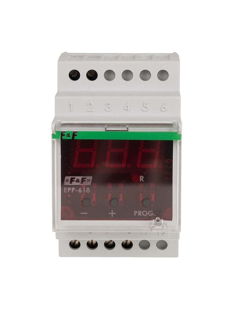 przekaźnik prądowy w wyświetlaczem LED i kanałem przelotowym pod przewód prądowy, pod przekładniki l