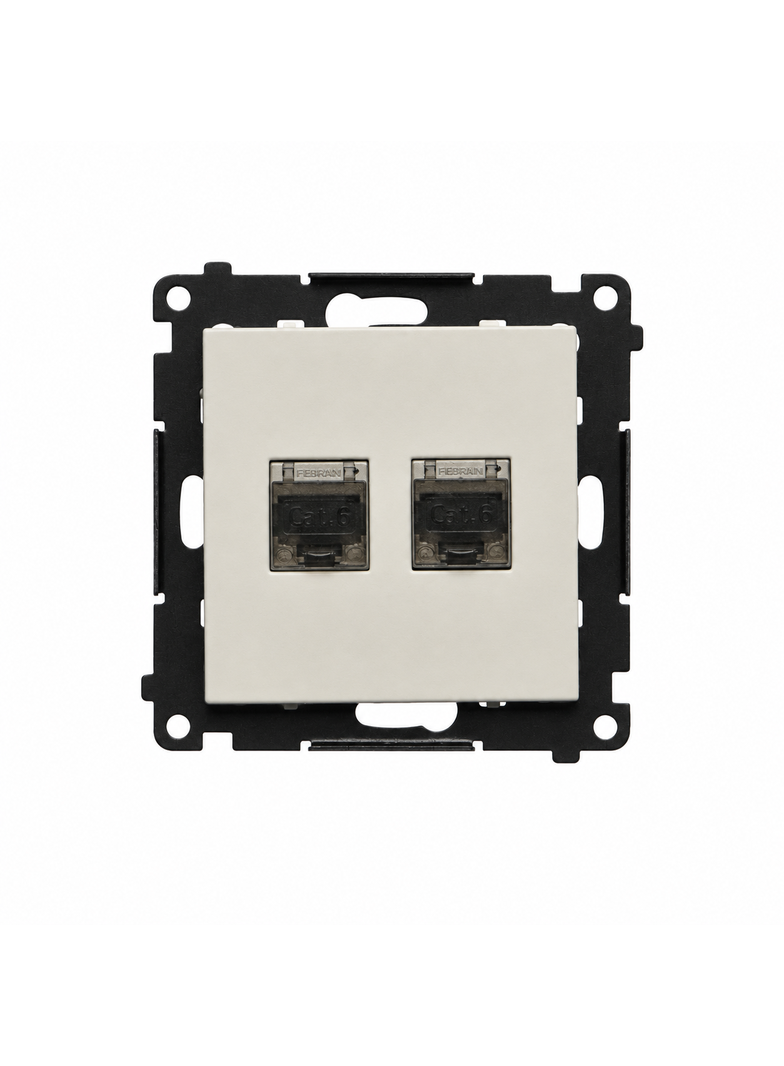 Simon 55 Gniazdo komputerowe podwójne RJ45 kat. 6 ekranowane z przesłoną przeciwkurzową kaszmirowy T62E.01/142