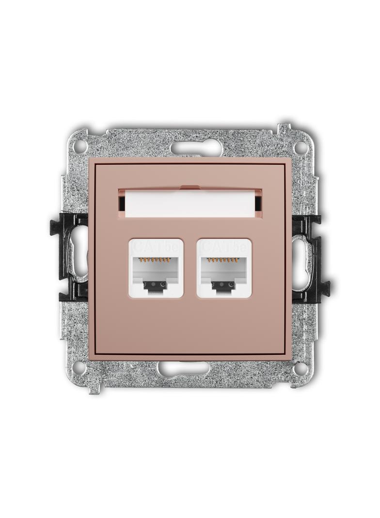 ICON Mechanizm gniazda komputerowego podwójnego 2xRJ45, kat. 5e, 8-stykowy łososiowy