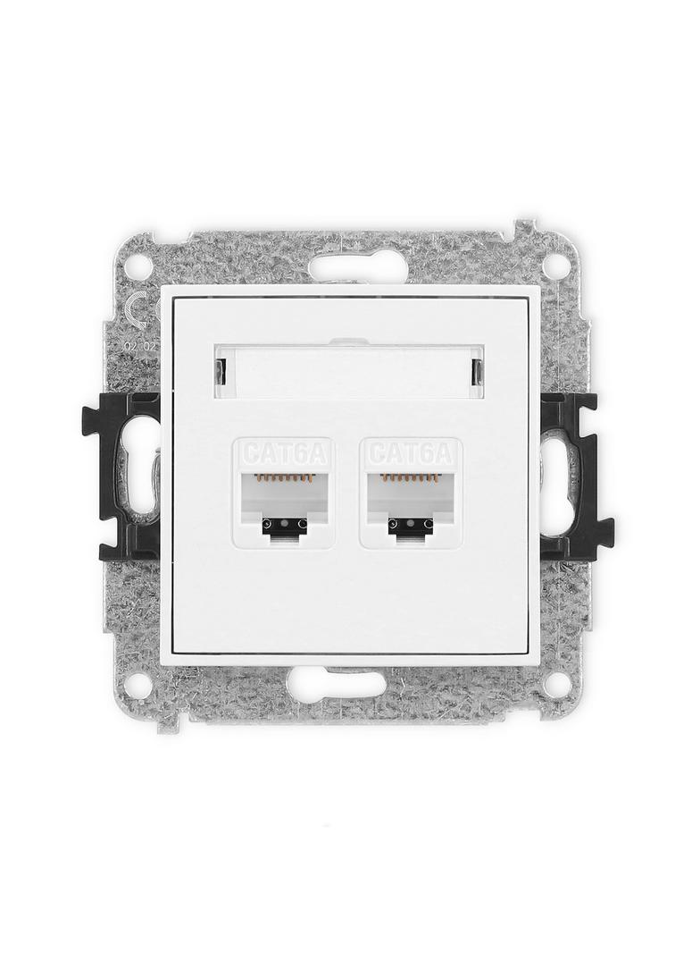 ICON Mechanizm gniazda komputerowego podwójnego 2xRJ45, kat. 6A, 8-stykowy biały