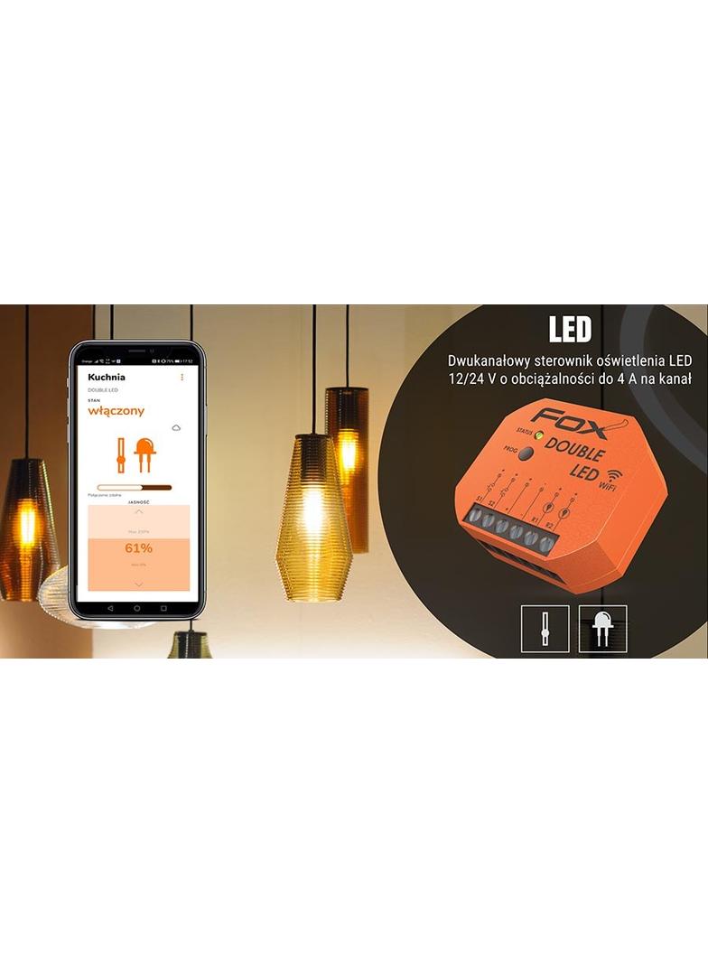 DOUBLE LED 2 kanałowy sterownik oświetlenia LED 12/24V Wi-Fi WI-LED2S2-P F&F