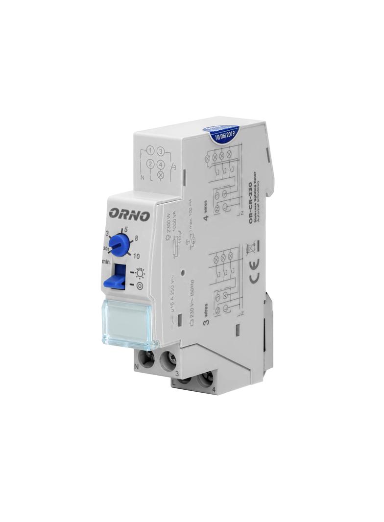 Automat schodowy instalacja 3 lub 4 żyłowa 1 moduł DIN TH-35mm OR-CR-230 ORNO