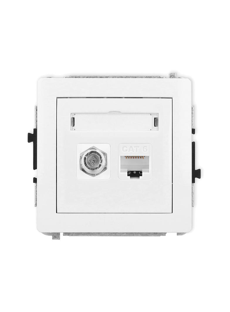 DECO Mechanizm gniazda antenowego poj. typu F (SAT) + gniazda komp. poj. 1xRJ45, kat. 6, 8-stykowy b