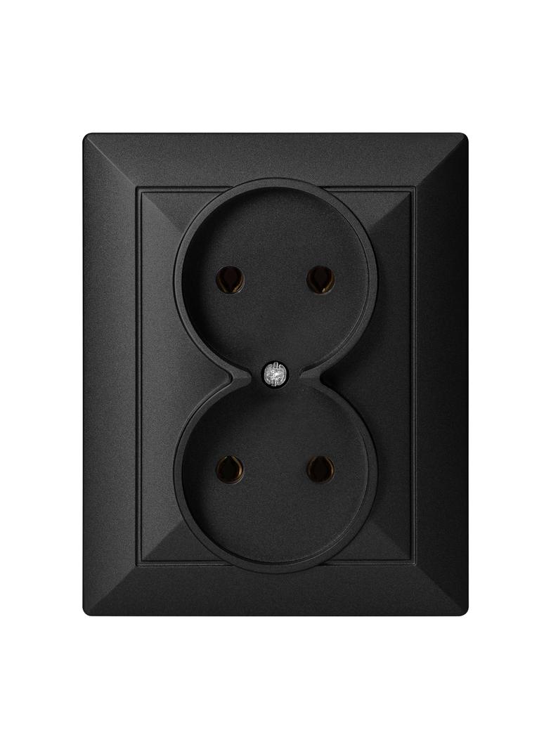 Gniazdo podwójne podtynkowe 2x2P Pearl, 16A, 250V, PT-5 P, czarny OR-OE-7706/2P/B ORNO