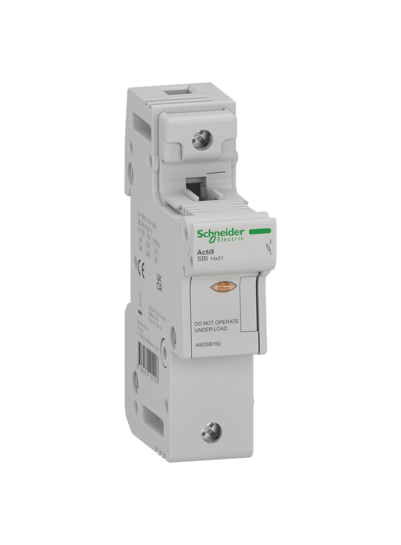 Podstawa bezpiecznikowa, Acti9 SBI, 1P, 50A, rozmiar wkładki 14 x 51mm, SBI-50-1