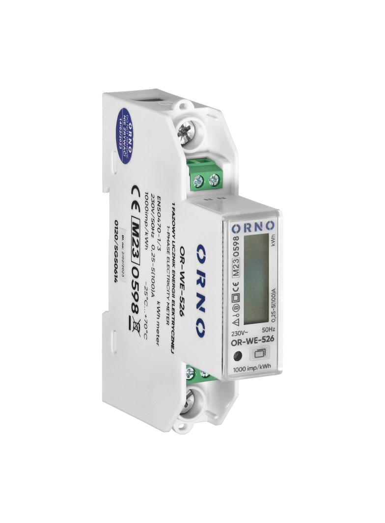 1-fazowy licznik energii elektrycznej, dwukierunkowy, wielotaryfowy, 100A, port RS-485, MID, 1 moduł OR-WE-526 ORNO