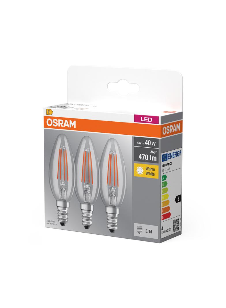 Lampa LED BASE Classic B40 4W/827 230V Filament szkło przezroczyste E14 FS3 OSRAM