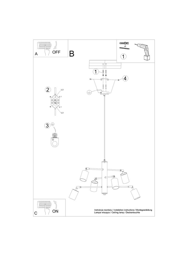 Sollux Żyrandol LEMMI 6 czarny SL.1207
