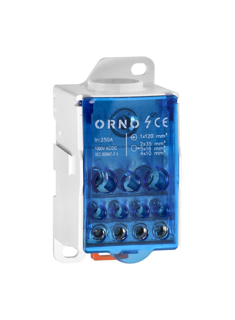 Blok rozdzielczy 250A, zacisk wejściowy 1x120mm2, zaciski wyjściowe 4x10 i 5x16 i 2x25mm2