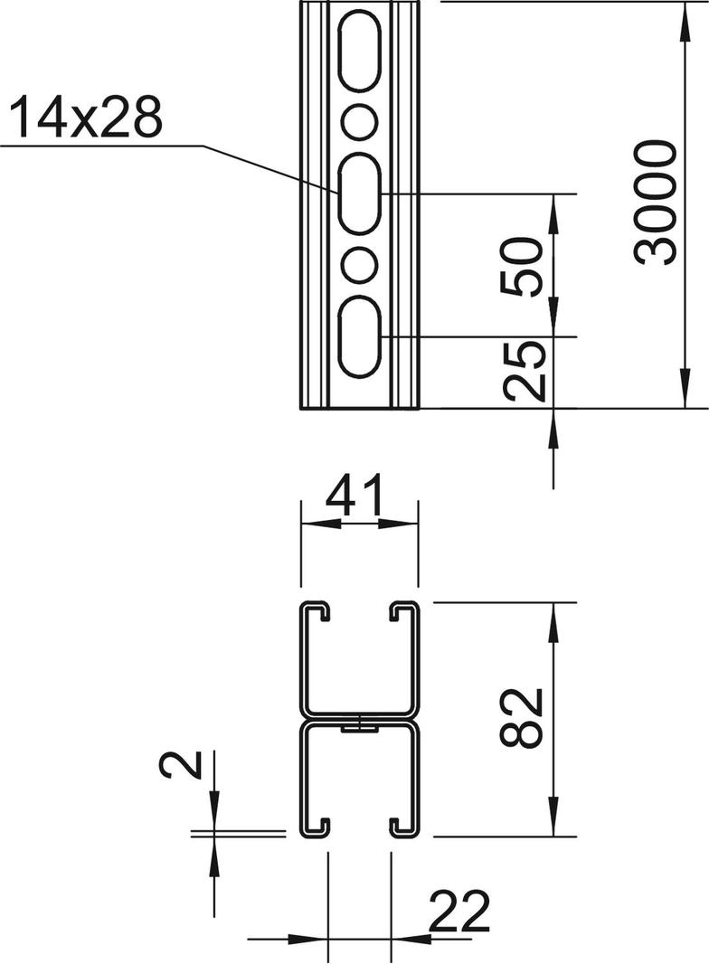 MS 41D L 3M 2 FT, Szyna profilowa