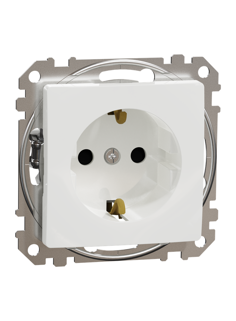 Sedna Design & Elements, gniazdo schuko z przesłonami, białe