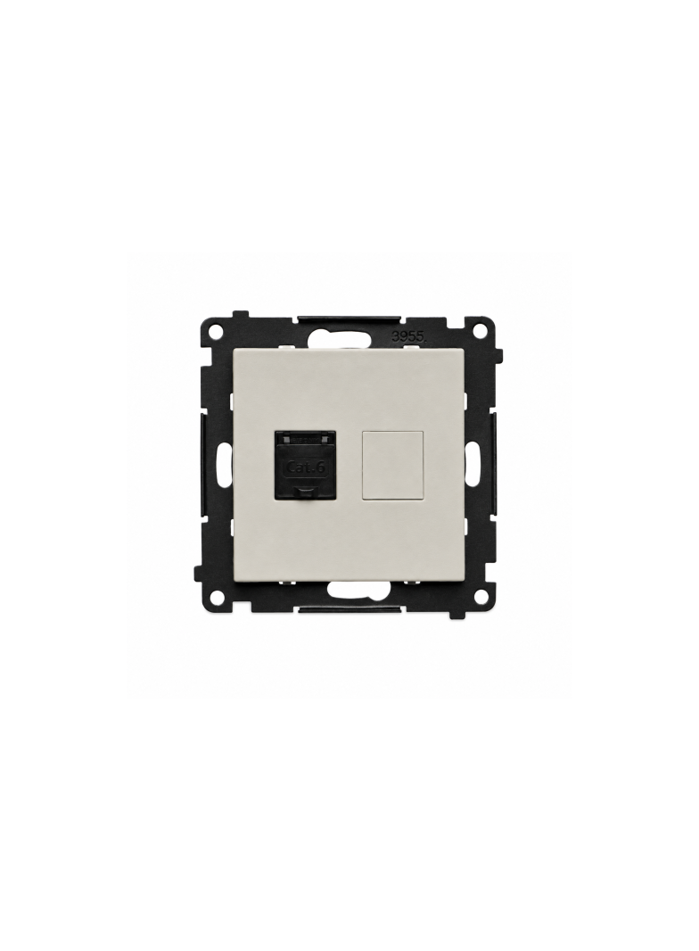 Simon 55 Gniazdo komputerowe RJ45 kat. 6 z przesłoną przeciwkurzową kaszmirowy T61.01/142
