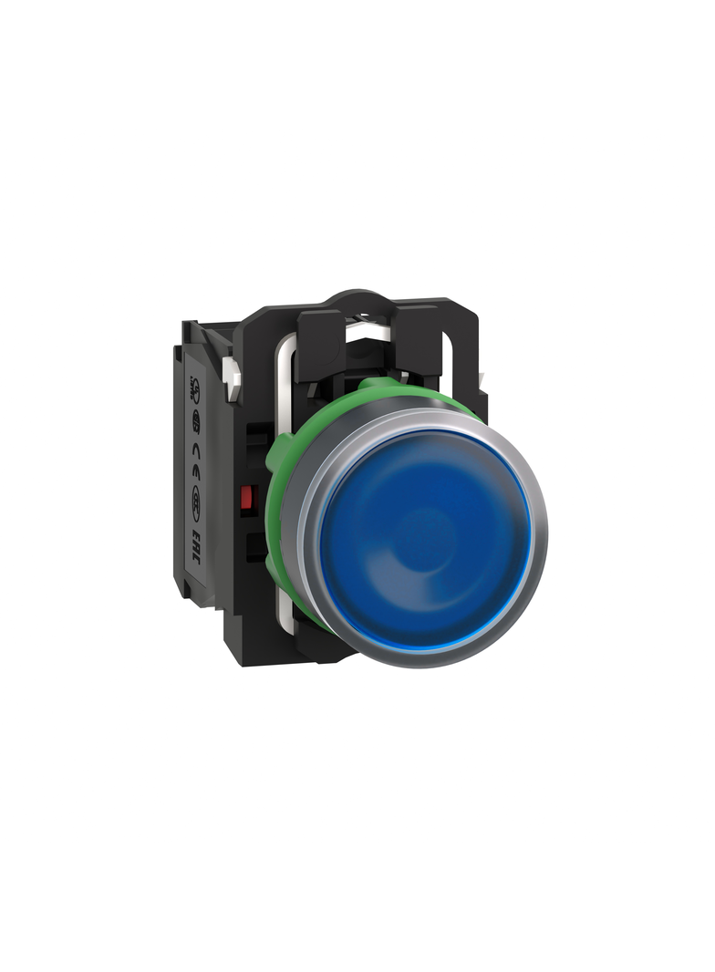 Harmony XB5 Przycisk płaski niebieski LED 110/120V AC/DC plastikowy 1NO + 1NC