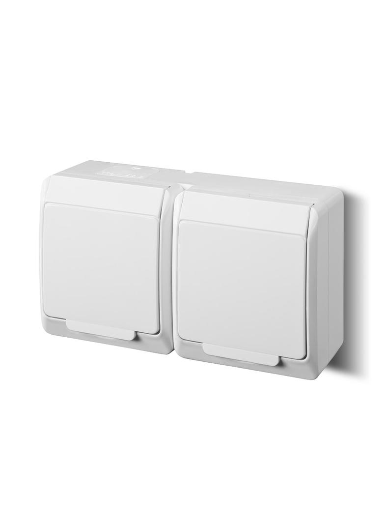 GNIAZDO HERMES PODWÓJNE SCHUKO – KLAPKA BIAŁA
