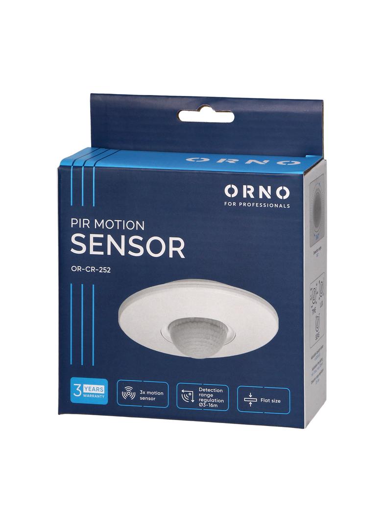 Czujnik ruchu 360 st. IP20, 2000W, 3 sensory, regulacja zasięgu O3m-16m