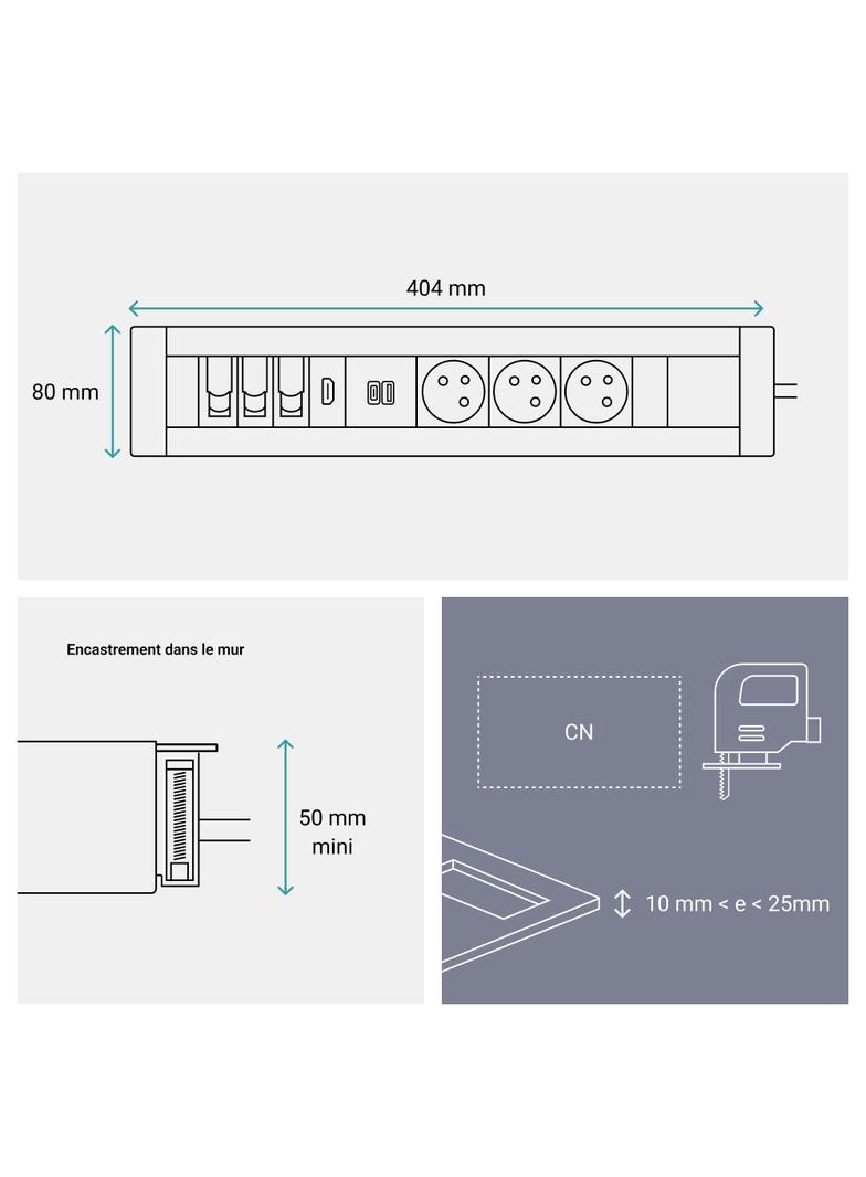 INCARA: MULTILINK - 3X2P+Z / USB A+C / 3XRJ45 / HDMI - 2,0 M-BIAŁY, Legrand