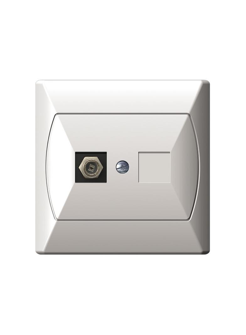 AKCENT Gniazdo antenowe typu F pojedyncze - kolor biały