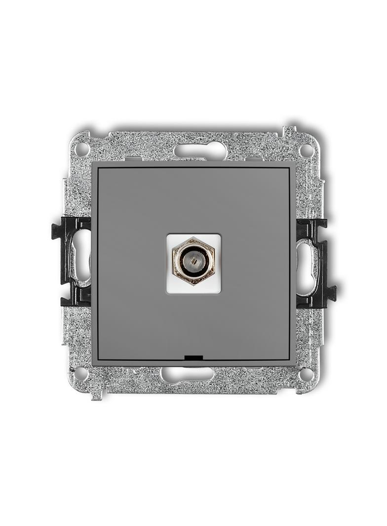 MINI Mechanizm gniazda antenowego pojedynczego typu F (SAT) niklowany, bez pola opisowego szary mat