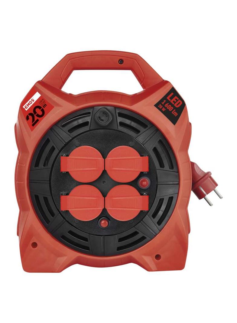 Przedłużacz bębnowy ogrodowy 20 m / 4 gn / guma / 230 V / 1,5 mm2 z naświetlaczem LED P08420 EMOS