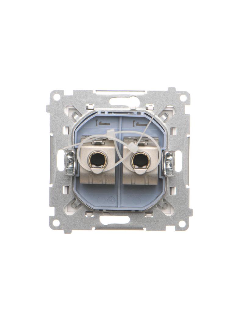 Simon 55 Gniazdo komputerowe podwójne RJ45 kategoria 6 ekranowane z przesłoną przeciwkurzową Biały m