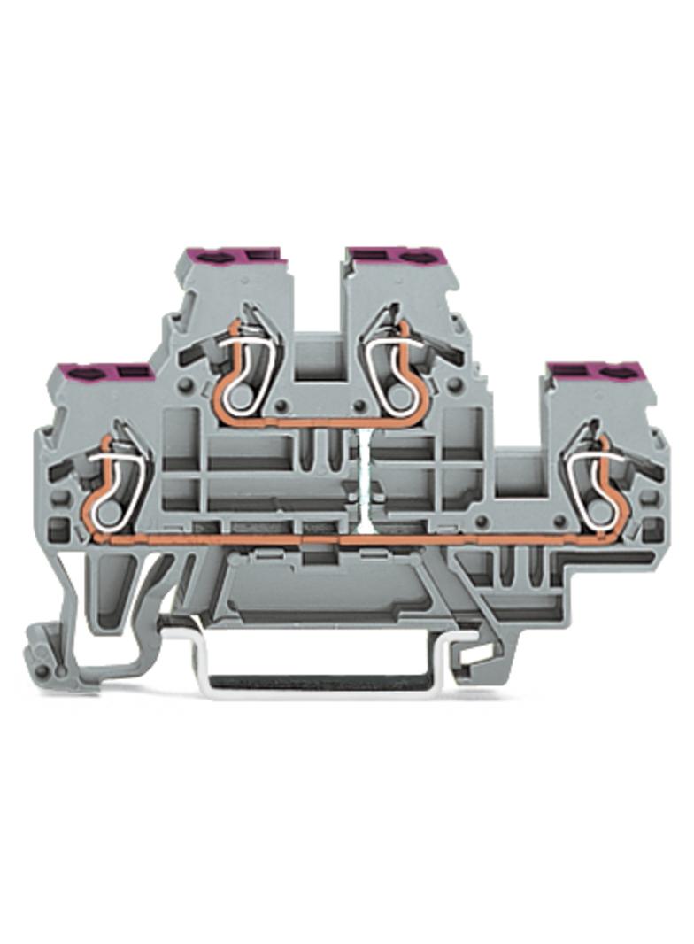 złączka dwupiętrowa L/L 4-przewodowa 2,5 mm2 szara