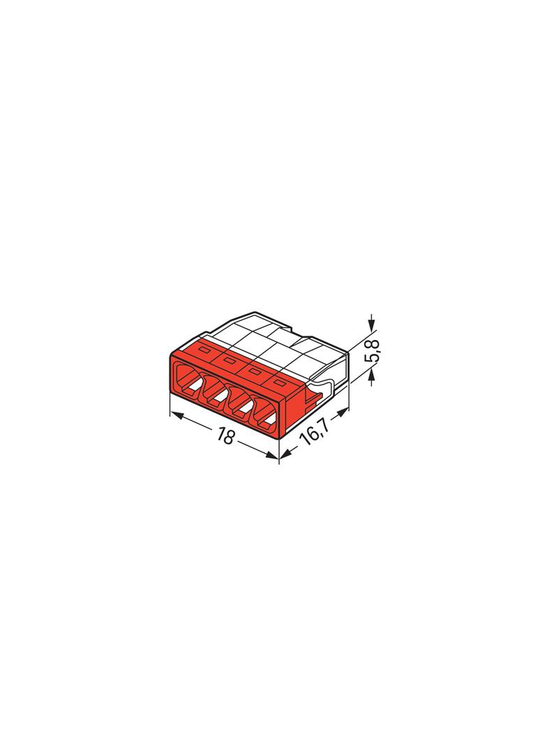 Szybkozłączka 4x 0,5‑2,5mm2 transparentna / czerwona 2273‑204 /100szt./ WAGO