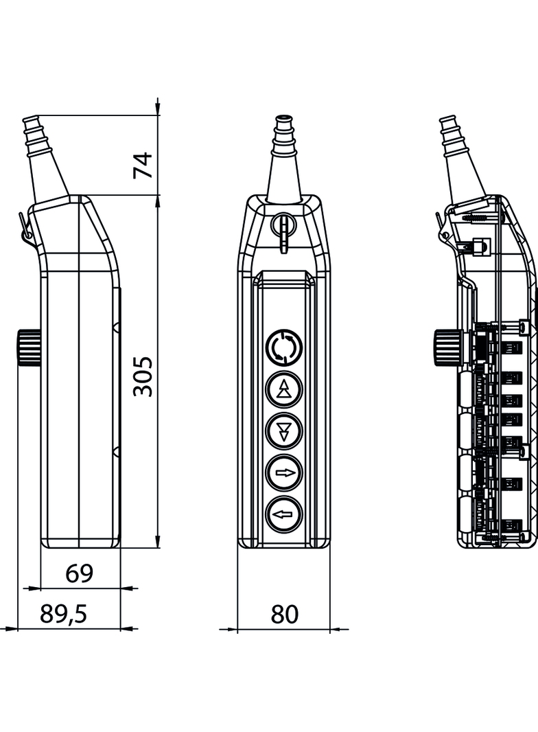 KASETA STEROWNICZA SUWNICOWA   B-1NC+2X(1NO+1NO/2)+2X1NO