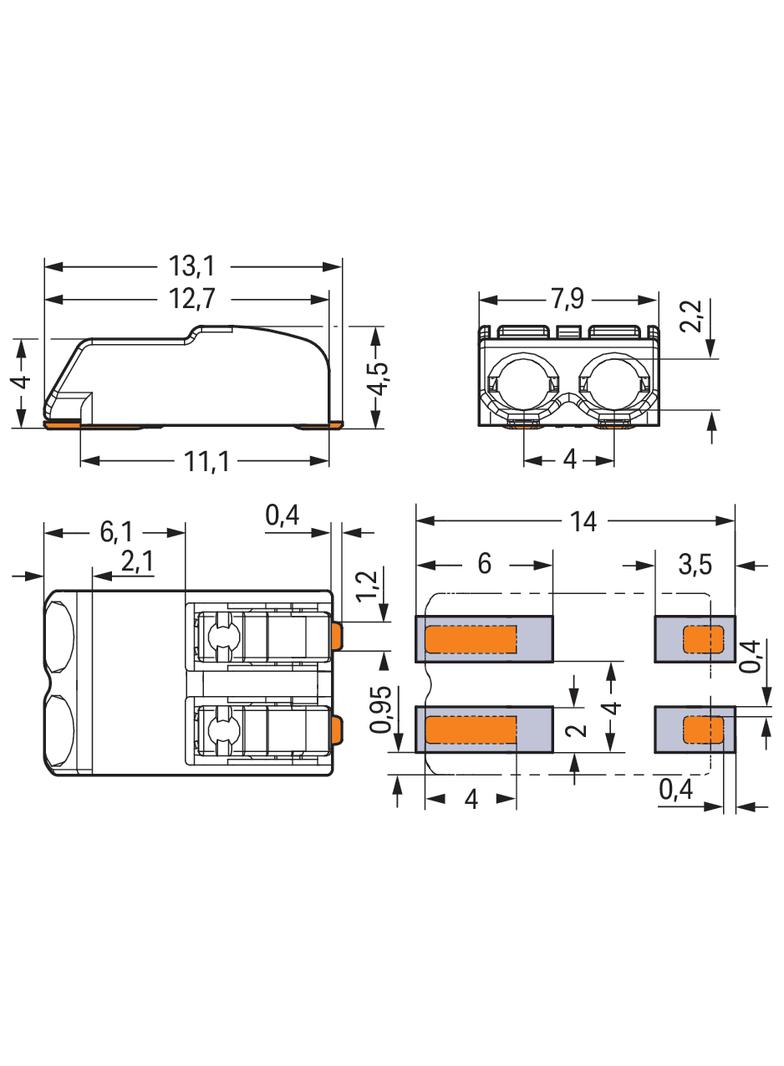 złączka SMD do płytek drukowanych z przyciskami