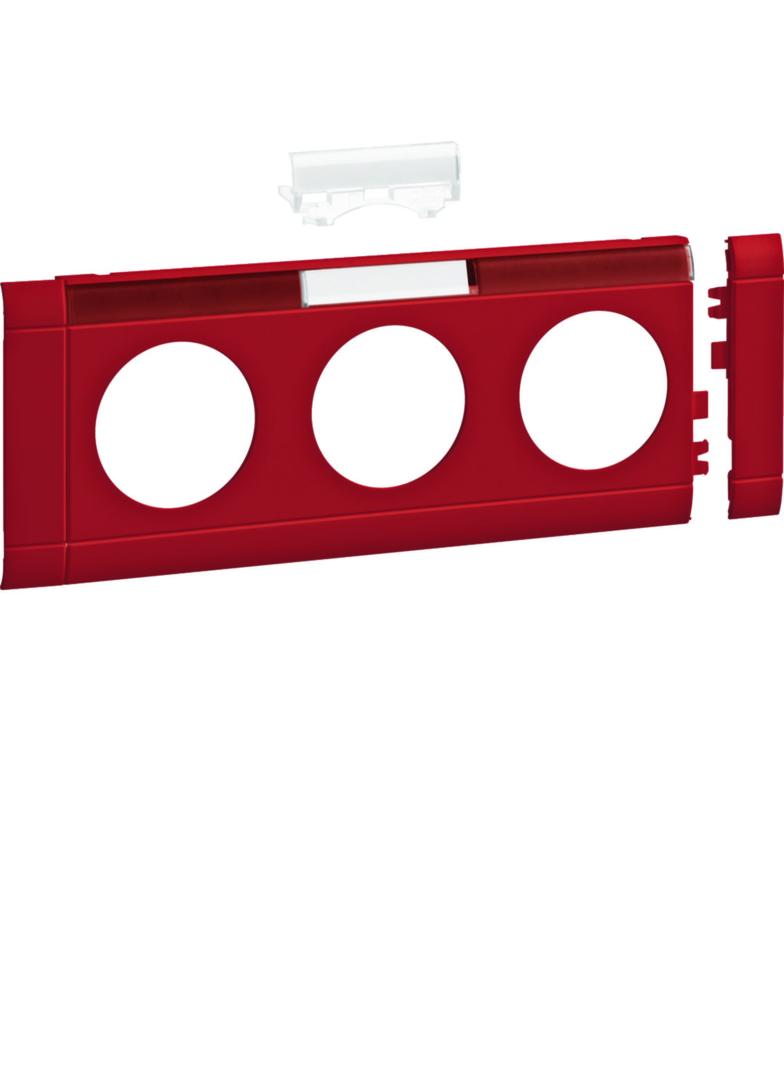 tehalit.WA Maskownica potrójna z polem opisowym ABS bezhalogenowy czerwony GB080313020 HAGER