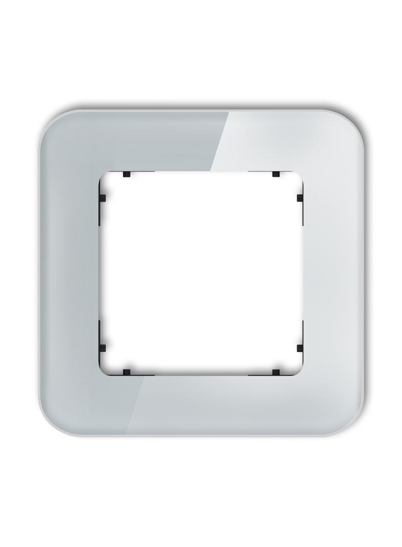 ICON Ramka uniwersalna pojedyncza zaokrąglona - efekt szkła (ramka: szara; spód: czarny) szary