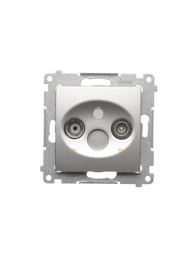 Simon 54 Gniazdo antenowe R-TV przelotowe tłumienie TV i R 10 dB srebrny mat