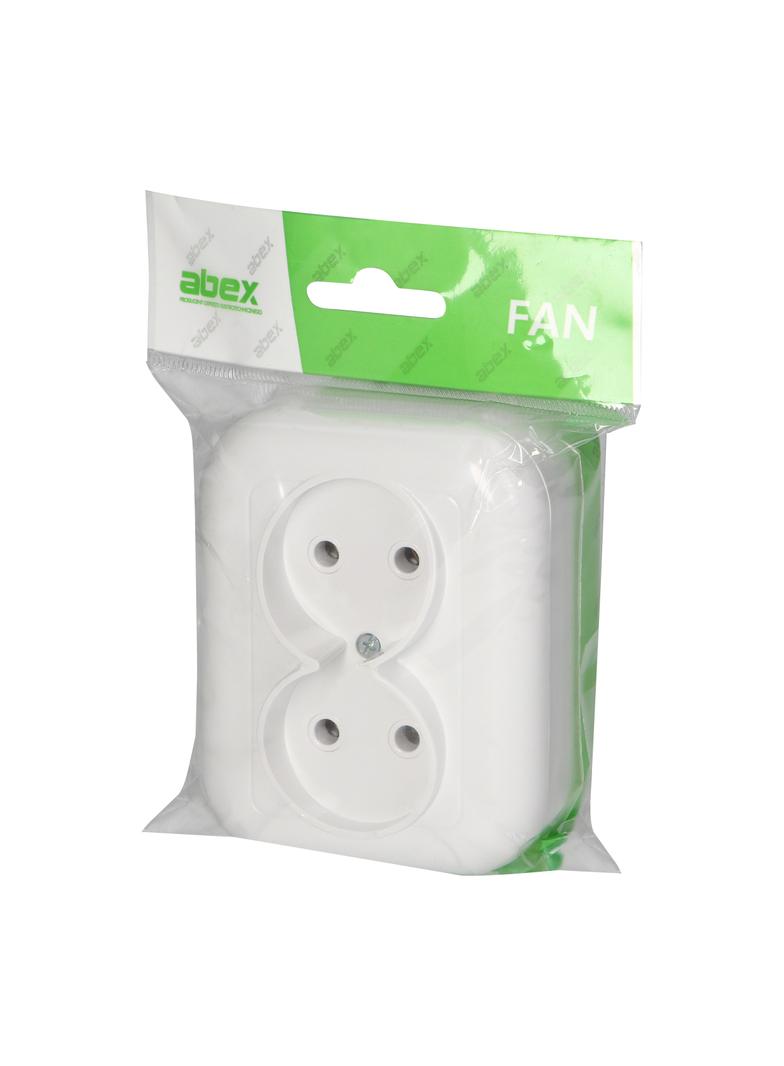 Gniazdo podwójne natynkowe 2x2p 16A, 250V, FAN, biały NT-5F BIAŁY ORNO