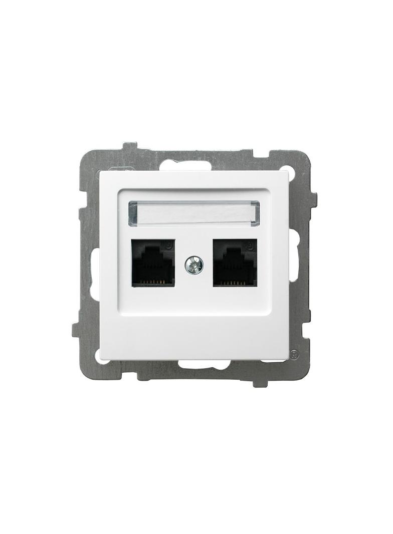 AS ANTYBAKTERYJNY Gniazdo komputerowe podwójne, kat. 5 MMC, produkt zawiera szkło fosforanowo-srebro