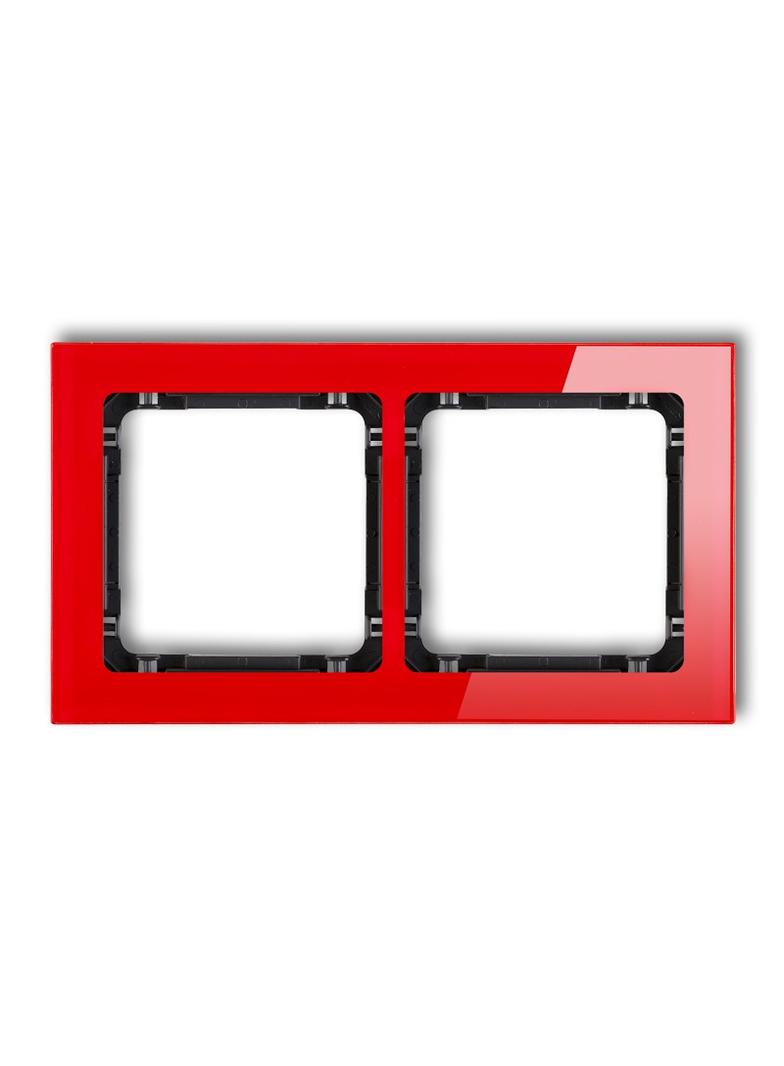 DECO Ramka uniwersalna podwójna - efekt szkła (ramka: czerwona; spód: czarny)