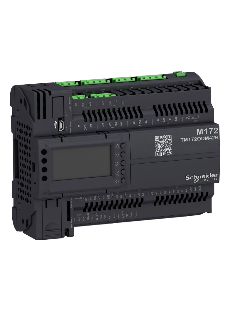 Modicon M172, Sterownik PLC HVAC, 12 DI, 12 AI, 12 DO, 6 AO, wyświetlacz, CAN, RS485, USB mini B