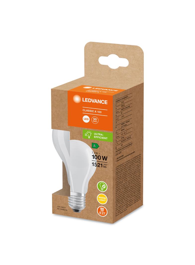 Lampa LED Classic A100 energooszczędna plastik 7,2W 830 E27 LEDVANCE