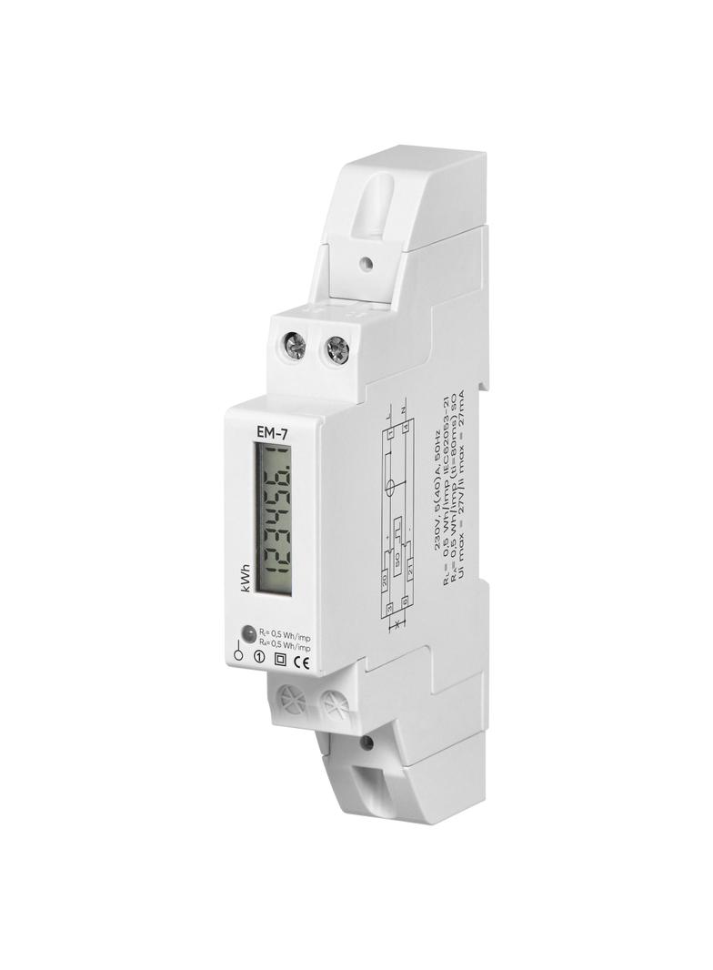 1-fazowy cyfrowy wskaźnik zużycia energii elektrycznej, 40A, 1 moduł, DIN TH-35mm