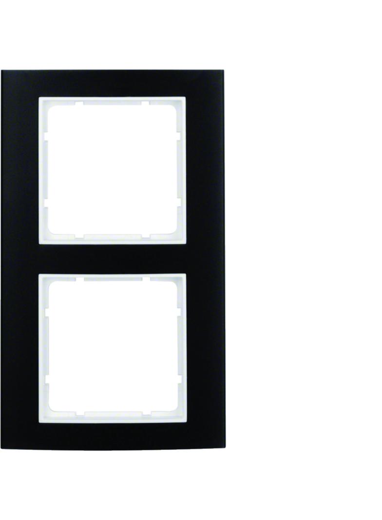 BERKER B.3 Ramka podwójna aluminium czarna/biała 10123025 HAGER